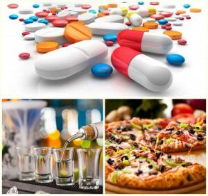 Interaction with alcohol, tablets and foods